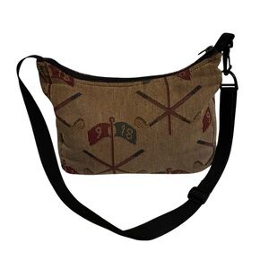 Cool Tote Tapestry Crossbody Bag Tan Vintage Golf Adjustable Strap Casual Sport